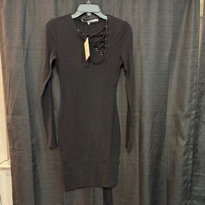 Pam & Gela Elegant Black Long Sleeve Dress